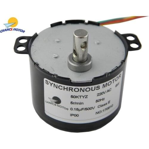 CHANCS 50KTYZ AC 220V Synchronous Electric Motor 5RPM 6W Geared Motor Permanent Magnet Slow Speed Reducer Motors