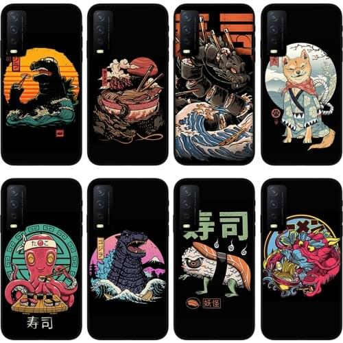 Monster sushi Phone case for vivo y30 y50 y53 y52 y31 y53 , Protective silicone case for vivo Y18 Y19 Y15 Y12 Y51 Y85 Y97 Y70s
