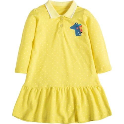 Kids Frocks 2021 Autumn Baby Girl Clothes Brand Dress Toddler Gift Casual Cotton Dot Unicorn Print Dresses for Kids 2-7 Years