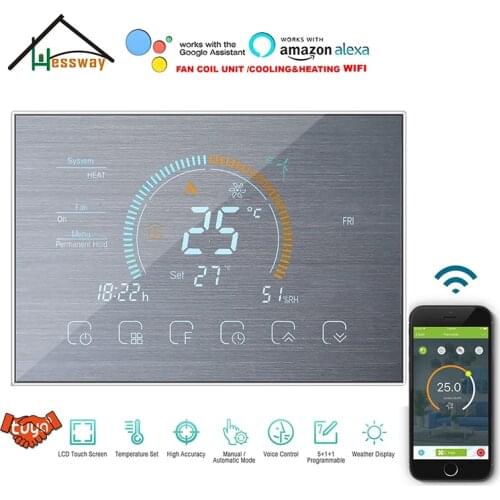 HESSWAY Superior Quality Air Conditioner 4/2Pipe Thermostat WIFI for Black/White/Silver Panel Optional Hot&cold Adjust Switch