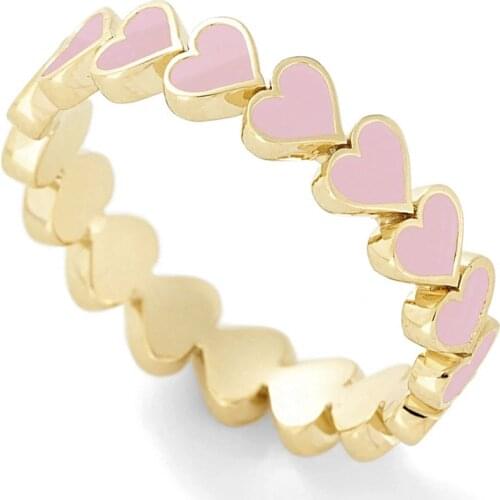 New Colorful Enamel Heart Surrounded Lovely Stacking Rings for Women Minimalist Gold Rings for Best Friend Cute Heart Ring