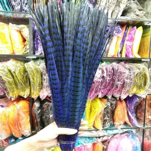Beautiful 22-24inches/55-60cm 100 Pcs Blue Pheasants Feathers Stage Performances Wedding Decoration Accessories