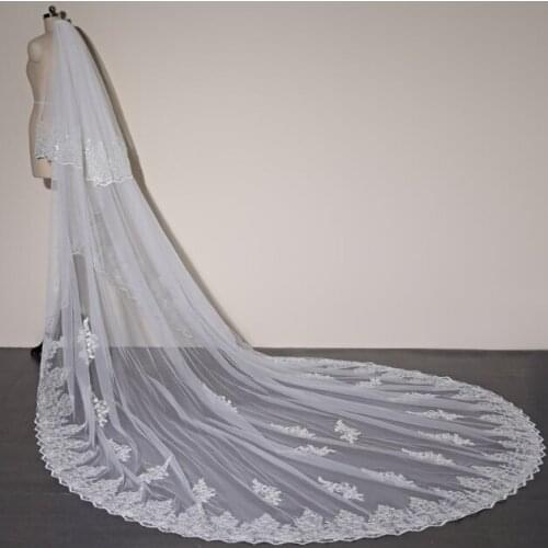 Sequins Lace Veil, Wedding Veil, Veil With Full Lace Edge, Royal Church Veil, Long Stunning Bridal Veil, Cathedral Veil