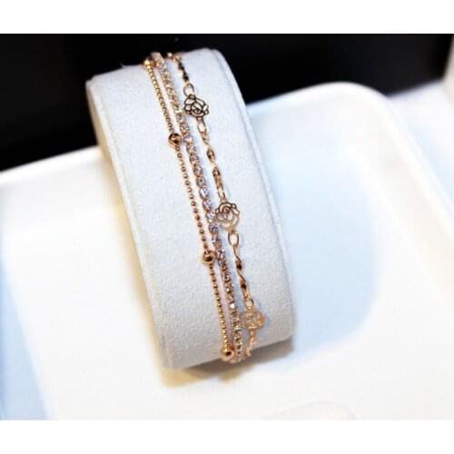 Gold and champagne gold fashion delicate bracelet with drill cutout flowers women jewelry