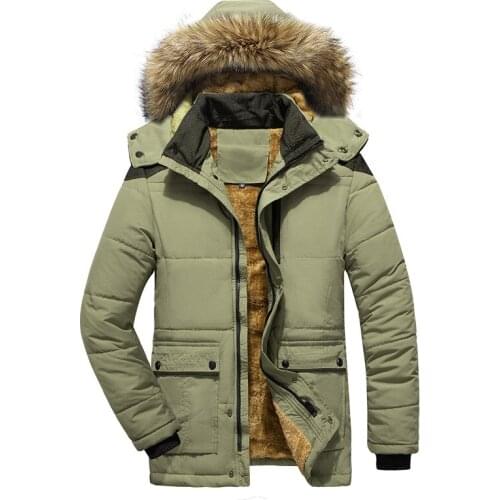 2021 Mens Fleece-Lined Thickened Stand Collar Cotton-Padded Jacket Youth Solid Color Handsome Warm Cotton-Padded Jacket