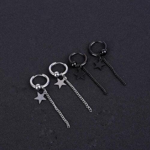 1PC Titanium Steel Punk Cross Ear Buckle Ear Clip Men Earrings Black Rhodium Pendant Statement Earrings For Simple Male Brincos