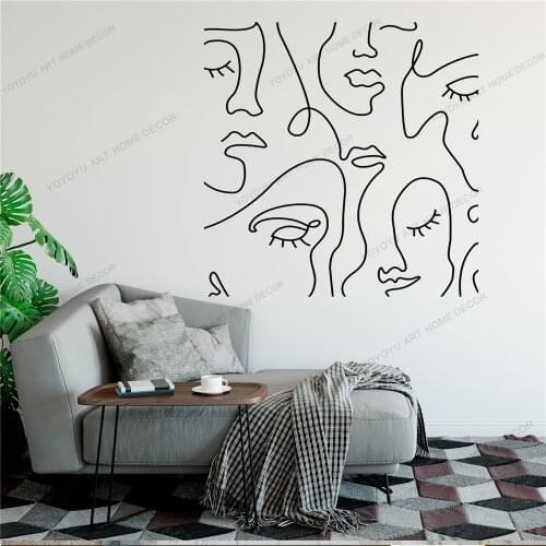 Couple Line Draw Art Wall Sticker For Home Decor Living Room Fashion Wall Decals Valentines Removable Murals Wallpoof CX1532