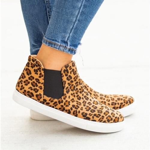 New Flat Heel Ankle Boots Women Autumn Sneakers Leopard Print Platform Shoes Woman Casual Shoes Espadrilles Botas Mujer XKD2051