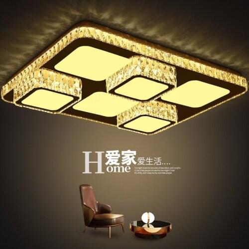 New living room lamp rectangular creative crystal ceiling lamp ultra-thin modern simple dining room lamp led bedroom lamp