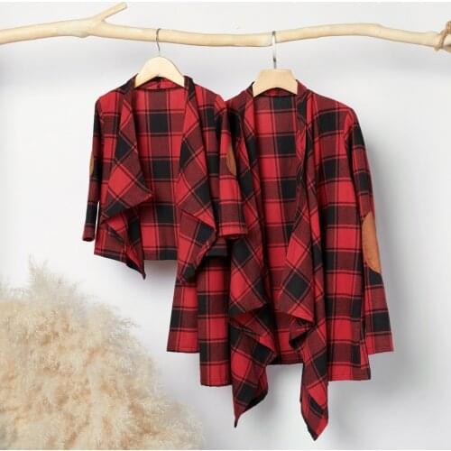 PatPat New Arrival Autumn and Winter Plaid Long Sleeve Cardigan for Mom and Me Family Look Accessories