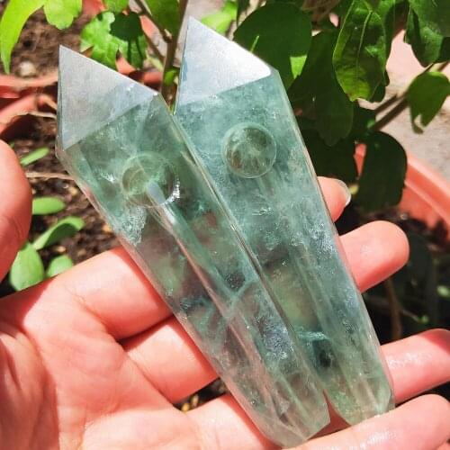 Drop Shipping Natural Green fluorite Crystal pipe gemstone wand cigarette holder quartz point smoke tube healing 1pcs