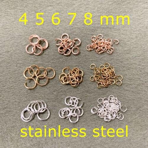 4mm 5mm 6mm 7mm 8mm Stainless Steel Open Jump Rings Rose Gold Silver Split Rings DIY Accessories Findings For Connect Jewelry