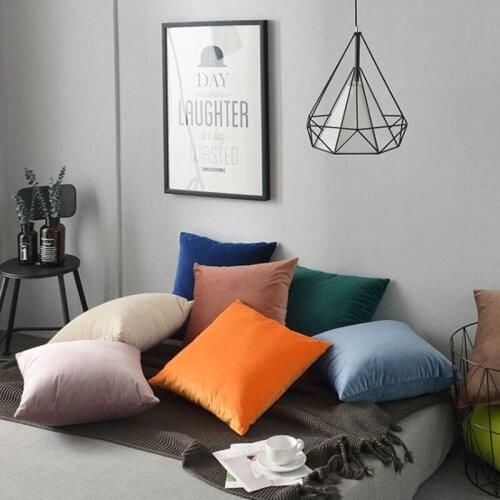Luxury Solid Color Velvet Cushion Cover Nordic Square Throw Pillowcase For Living Room Sofa Car Pillow Decoration Bedside Case