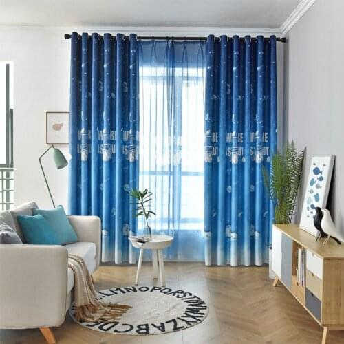 Modern Blackout Curtains spaceman Pattern For Living Room Window Bedroom shading Ready Made Finished Drapes Blinds B 2JL422