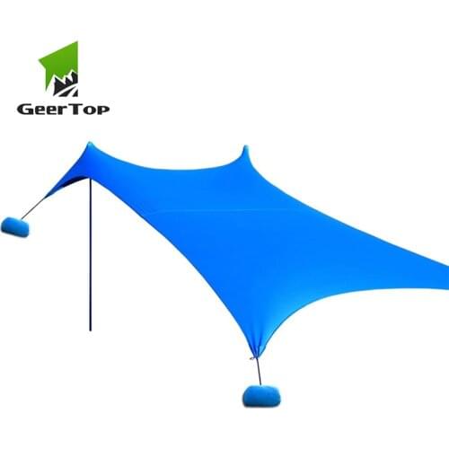 GeerTop Beach Sunshade Wind Resistant Canopy UPF 270 50+ Sun Protection Shelter Large Tarp with 4 Sandbag Anchors Ourdoor Garden