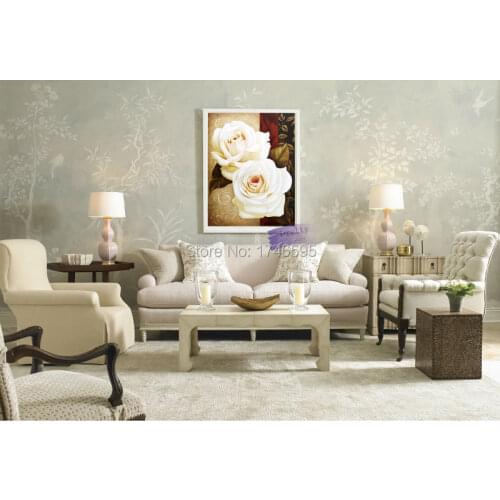 Modern home decor wall art white rose flower Picture Printed oil Painting on Canvas prints for living room bedroom wall decor