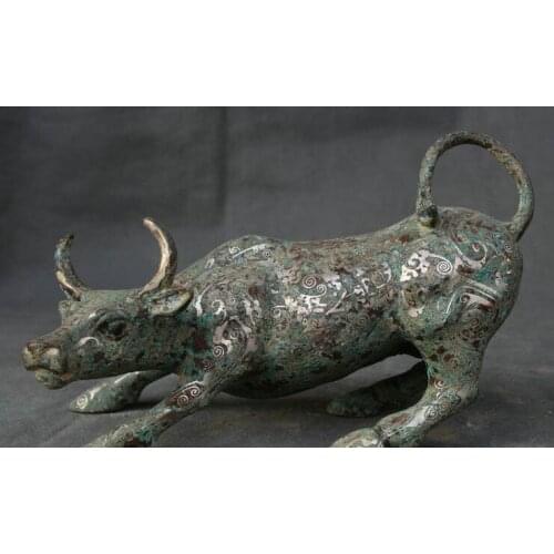 12" Old Bull Oxen Statue Sculpture creative crafts decoration