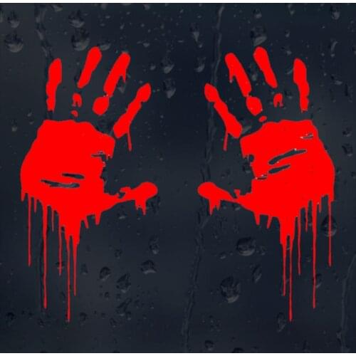 Zombie Bloody Hands Print Fun PVC Car Sticker Motorcycle Window Decal Accessories Black Silver Red White Reflective Laser