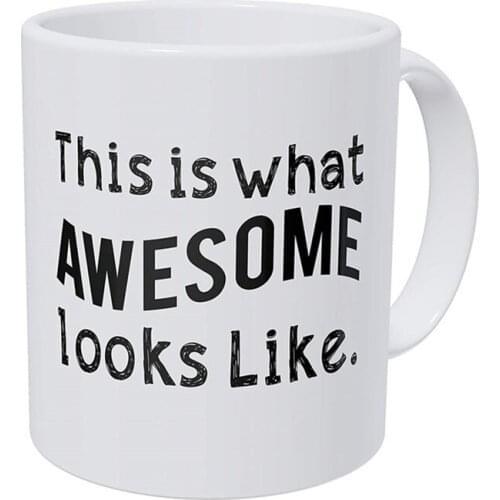 ''Awesome'' 11oz Funny Coffee Mugs and Cups Eco Friendly White Ceramic Tea Milk Beer Mug Reusable Drinkware Cup Unique Gifts