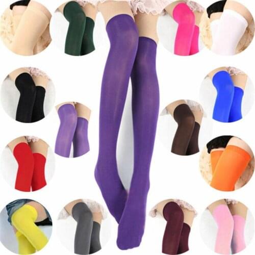 Women Sexy Thigh High Stocking Solid Color Warm Over the Knee Socks Fashion School Style Long Leggings