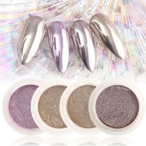 1 Box Solid Mirror Nail Powders Champagne Purpls Metallic Nail Glitter Powder Shining Chrome Pigment For Nail Art Decorations