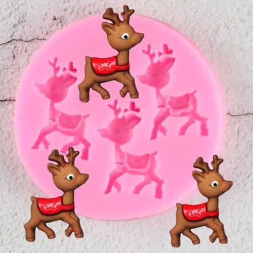 1PC Deer Silicone Fondant Mold Cake Decorating Tools Chocolate Gumpaste Mold 3D Fondant Cookies Tools Candy