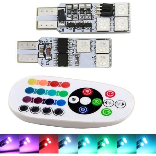 10Sets(20PCS) T10 RGB 5050 194 168 W5W Wedge Bulbs 12 SMD 5050 LED Light 12 LEDs Car Strobe Flash 16 Colors With Remote Controll