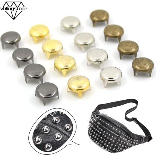 100pcs Metal Spikes Round Studs Rivets For Clothes DIY Leather Crafts Nailheads Rivet For Garment 6/7/8/9/10/12MM