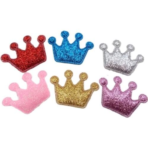 Sew on Glitter felt patches for clothes 3x4cm crown padded applique 100pcs scrapbooking accessories