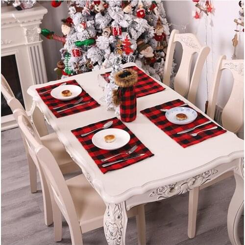 20pcs/lot Wholesale Blanks Monogram One Side Buffalo Plaid Christmas Checked Table Mat Placemat Decoration