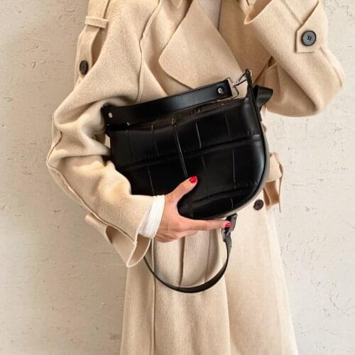 2021 Winter Shoulder Cross Body Bag Ladies Handbags and Purses Vintage Stone Pattern Small Pu Leather Crossbody Bags for Women