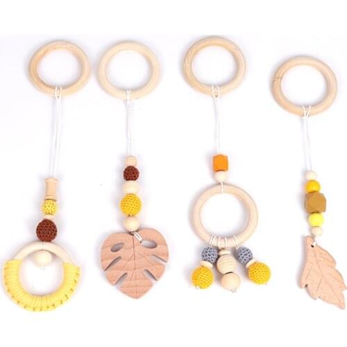 4 pieces/set Nordic Baby Wood Chain Rattle Toys Nursery Kids Room Decoration Accessories Gym Play Rack Hanging Decor Ornaments