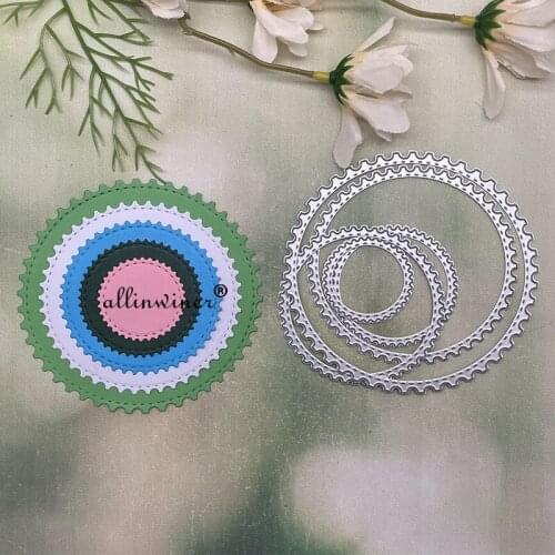 5Pcs Gear circle frame Metal Cutting Dies Stencils For DIY Scrapbooking Decorative Embossing Handcraft Die Cutting Template