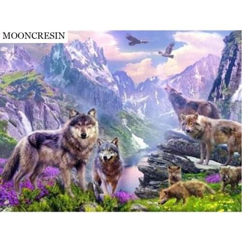 5D Diy Diamond Painting Full Square New Arrival Wolf Family Diamond Embroidery Cross Stitch Kit Crystal Mosaic Decoration Home