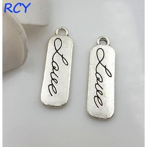 Top Quality 20 Pieces/lot 9mm*26mm antique silver color love tag charms love charms for jewelry making