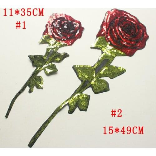 2 Piece Large Paillette Rose Flower Lace Patch Clothes Accessories Diy Decorationsequin Embroidery Lace Fabric RS1287
