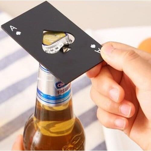 Black/Silver Poker Card Beer Bottle Opener Personalized Stainless Steel Bottle Opener Bar Tool
