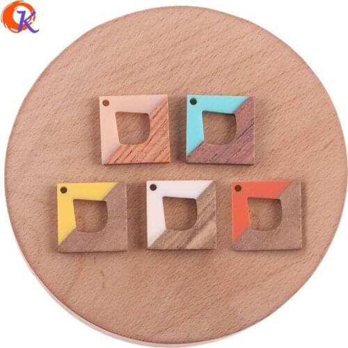 Cordial Design 40Pcs 20*20MM Jewelry Accessories/Natural Wood/Resin/DIY Earrings Making/Square Shape/Hand Made/Earring Findings