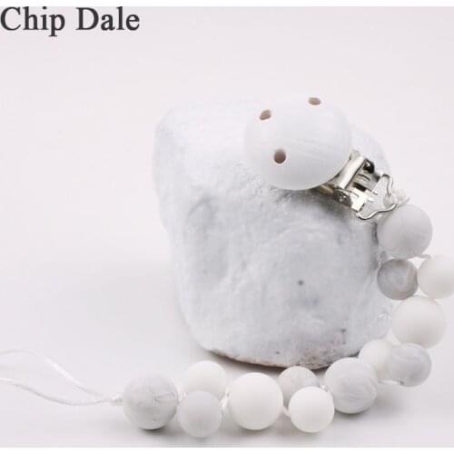 Chip Dale Newest Soother Chain Round Silicone Beads Chains Pacifier Feeding Dummy Leash Strap Wooden Pacifier Clips