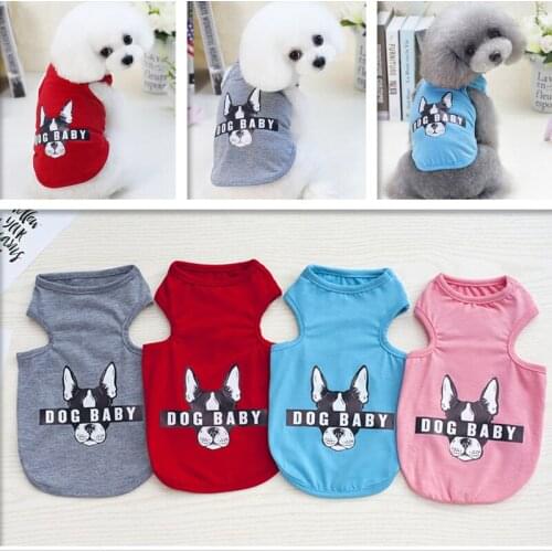 Cheap pet dog clothes T-shirt solid print vest cute comfortable thin shirt size S-2XL