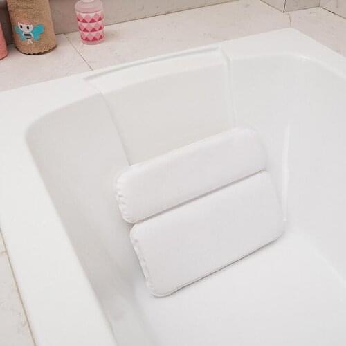 PU Leather Bathtub Bath Pillow Non-Slip Pillow W/ 4 Suction Cups
