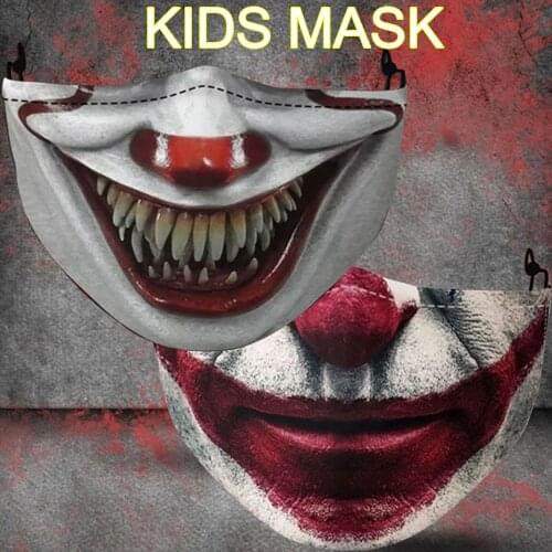 Kids Horror Halloween Masks Funny Cosplay Clown Face Towel Decoration Dustproof Reusable Children Cotton Girls Boys Mouth Mask