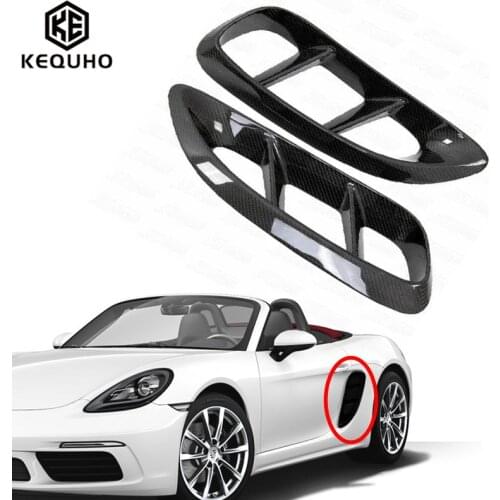 For Porsche 718 Boxster Cayman 2016-2020 Carbon Fiber Fender Trim Side Vent Grille Car Accessories