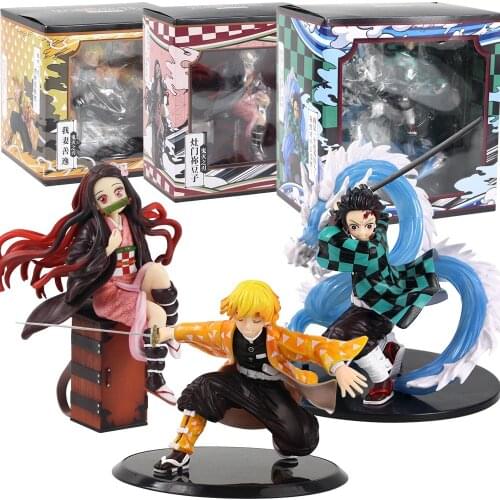 13-19cm Anime Demon Slayer Kimetsu no Yaiba Kamado Tanjirou Agatsuma Zenitsu Kamado Nezuko Figurine PVC Action Figure Toy gifts