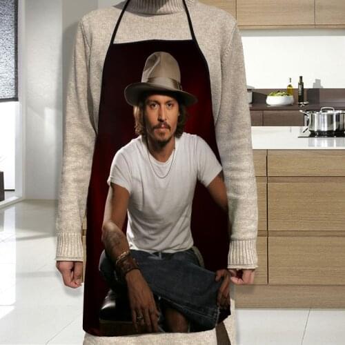 Johnny Depp Apron Grill Kitchen Chef Apron Professional for BBQ, Baking, Cooking for Men Women 2 Size 68X95cm and 50X75cm