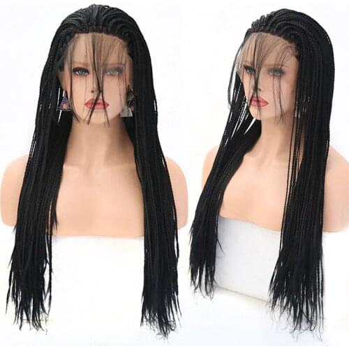 Charisma Black Wig Box Braided Wigs for Women Synthetic Lace Front Wig with Baby Hair Long Braids Synthetic Wig