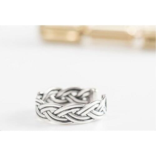 YPAY Real 925 Sterling Silver Open Finger Rings for Women Men Triple Twisting Braided Band Toe Ring Fine Jewelry Gifts YMR303