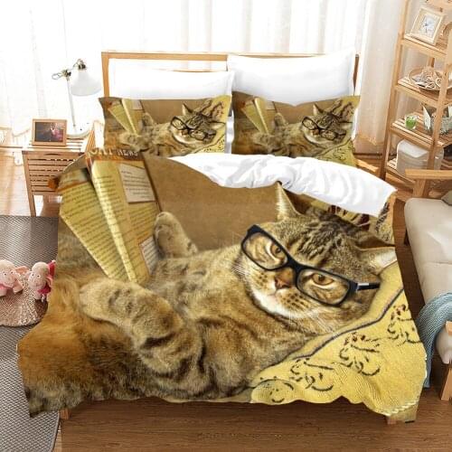 Cute Pet Cats Bedding Set Kawaii Animal Duvet Cover Sets Comforter Bed Linen Twin Queen King Single Size Dropshipping