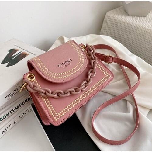 Summer Womens Small Bag 2021 New Fashion Color Contrast Small Square Bag Versatile Portable One Shoulder Messenger Bag Pink