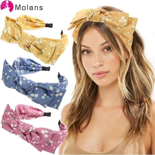Molans New Big Bow Headband for Women Floral Wide Hair Hoop Band Non-slip Hairbands Ornaments Girls Hair Accessories Headdredss